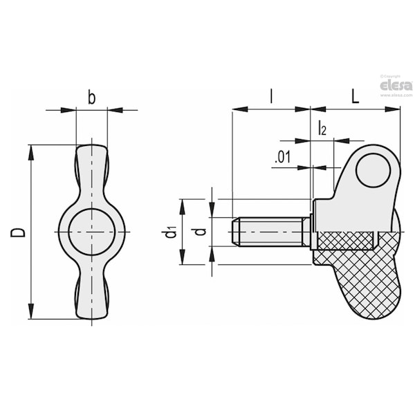 Thumb Screw, 5/16-18 Thread Size, Wing, Zinc Plated Steel, 0.83 In Head Ht, 3/4 In Lg